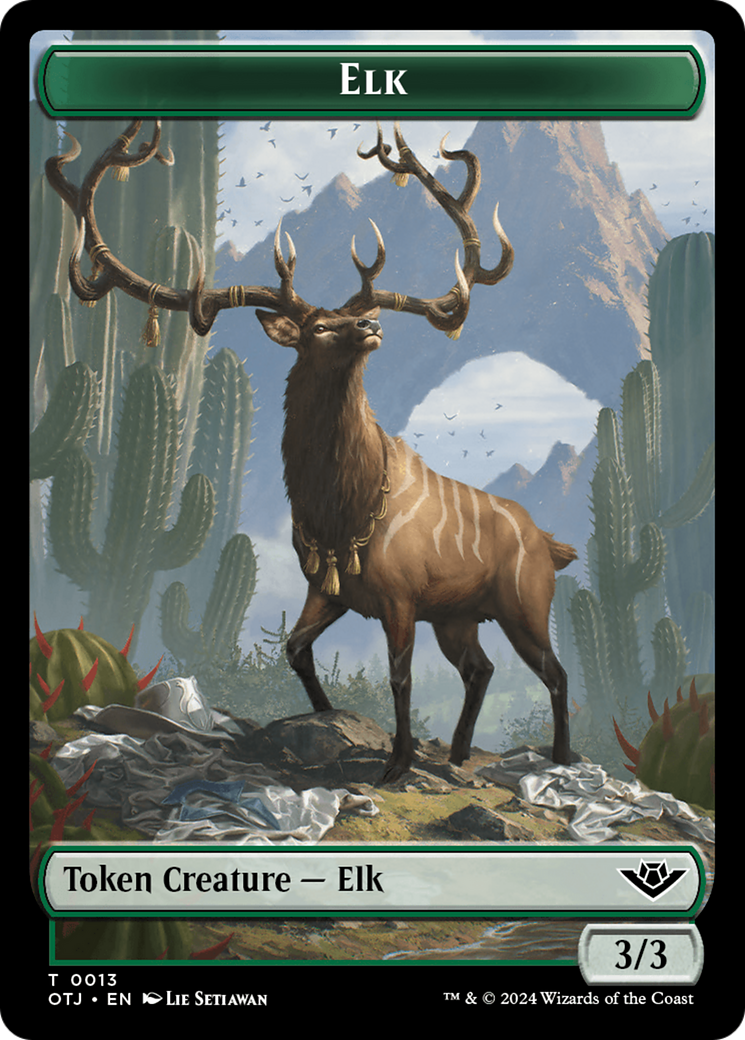 Treasure // Elk Double-Sided Token [Outlaws of Thunder Junction Tokens] | Anubis Games and Hobby