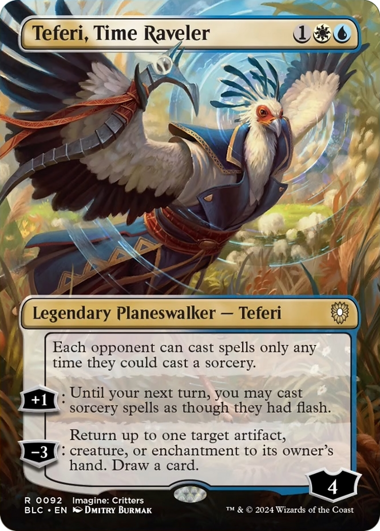 Teferi, Time Raveler (Borderless) [Bloomburrow Commander] | Anubis Games and Hobby