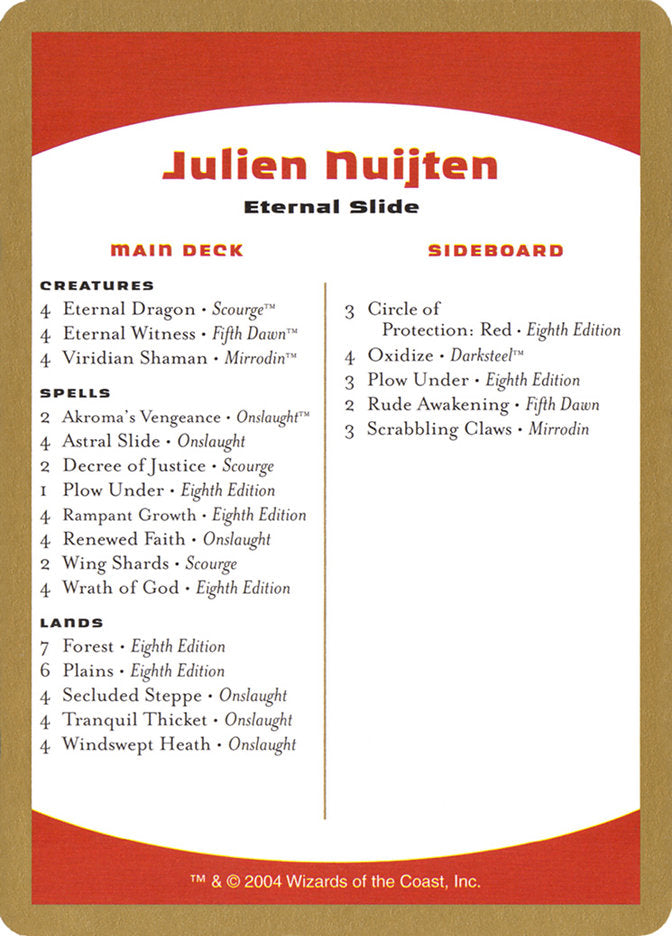 Julien Nuijten Decklist [World Championship Decks 2004] | Anubis Games and Hobby