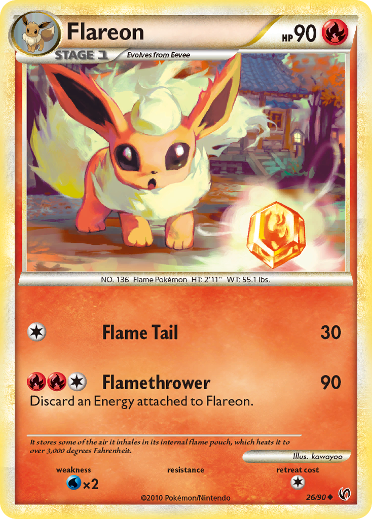 Flareon (26/90) [HeartGold & SoulSilver: Undaunted] | Anubis Games and Hobby