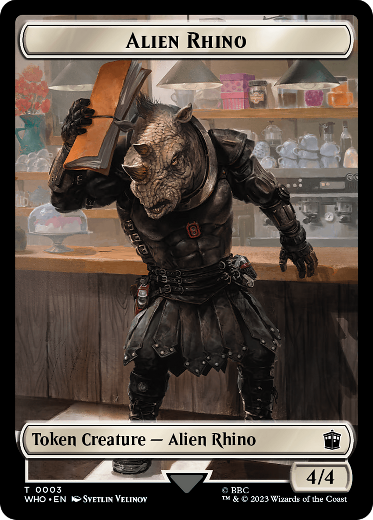 Alien Rhino // Alien Salamander Double-Sided Token (Surge Foil) [Doctor Who Tokens] | Anubis Games and Hobby