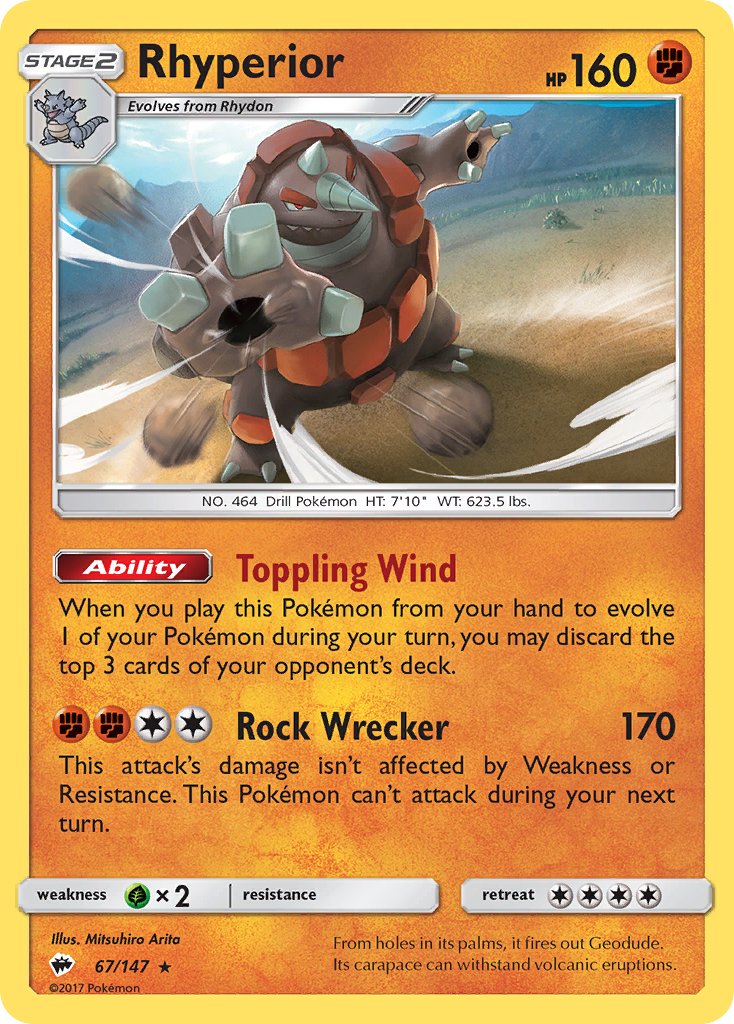 Rhyperior (67/147) (Theme Deck Exclusive) [Sun & Moon: Burning Shadows] | Anubis Games and Hobby