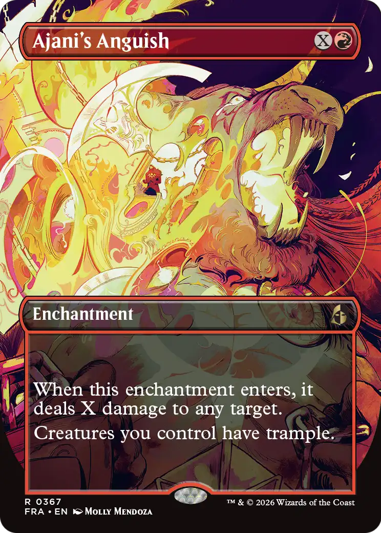 Ajani's Anguish (Borderless) [Reality Fracture] | Anubis Games and Hobby