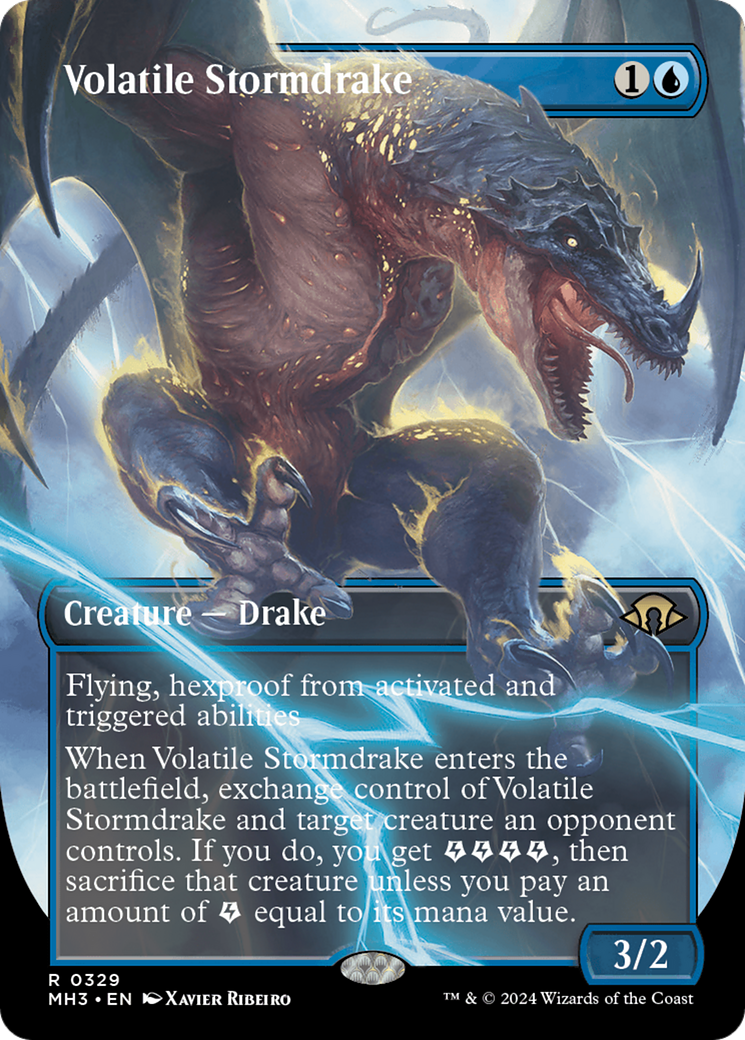 Volatile Stormdrake (Borderless) [Modern Horizons 3] | Anubis Games and Hobby