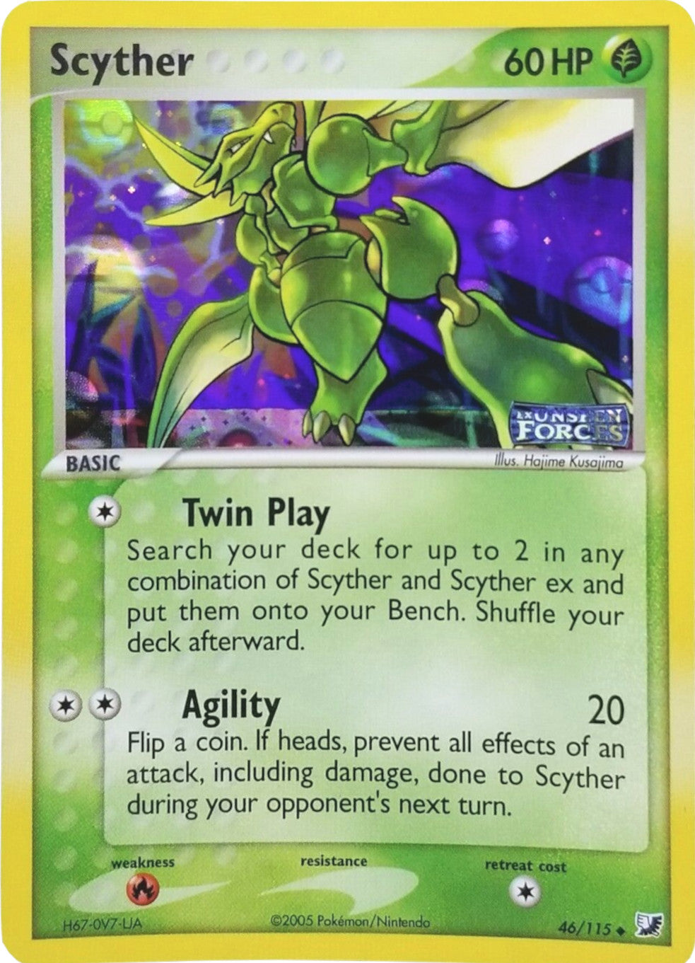 Scyther (46/115) (Stamped) [EX: Unseen Forces] | Anubis Games and Hobby