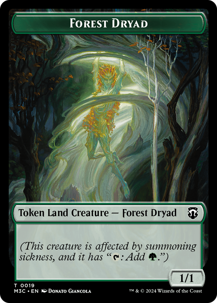 Forest Dryad (Ripple Foil) // Emblem - Vivien Reid Double-Sided Token [Modern Horizons 3 Commander Tokens] | Anubis Games and Hobby