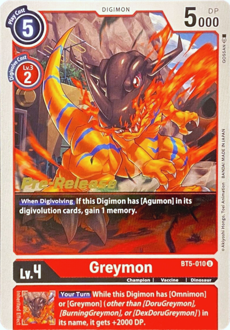 Greymon [BT5-010] [Battle of Omni Pre-Release Promos] | Anubis Games and Hobby