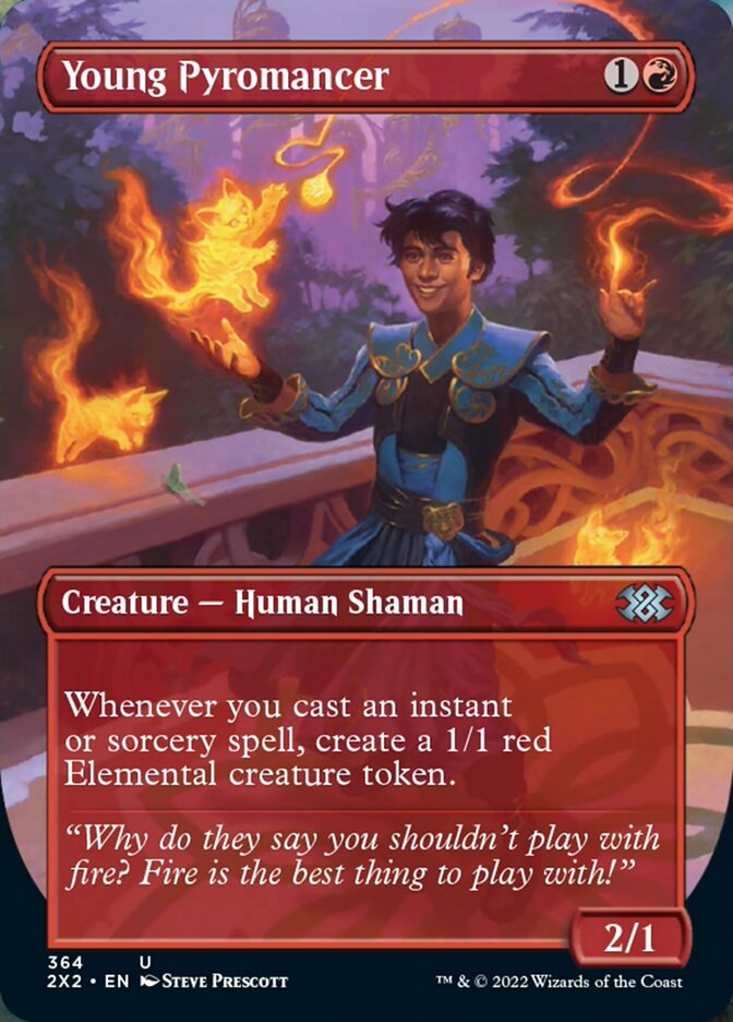 Young Pyromancer (Borderless Alternate Art) [Double Masters 2022] | Anubis Games and Hobby