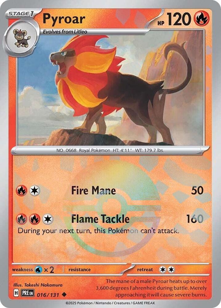 Pyroar (016/131) (Poke Ball Pattern) [Scarlet & Violet: Prismatic Evolutions] | Anubis Games and Hobby