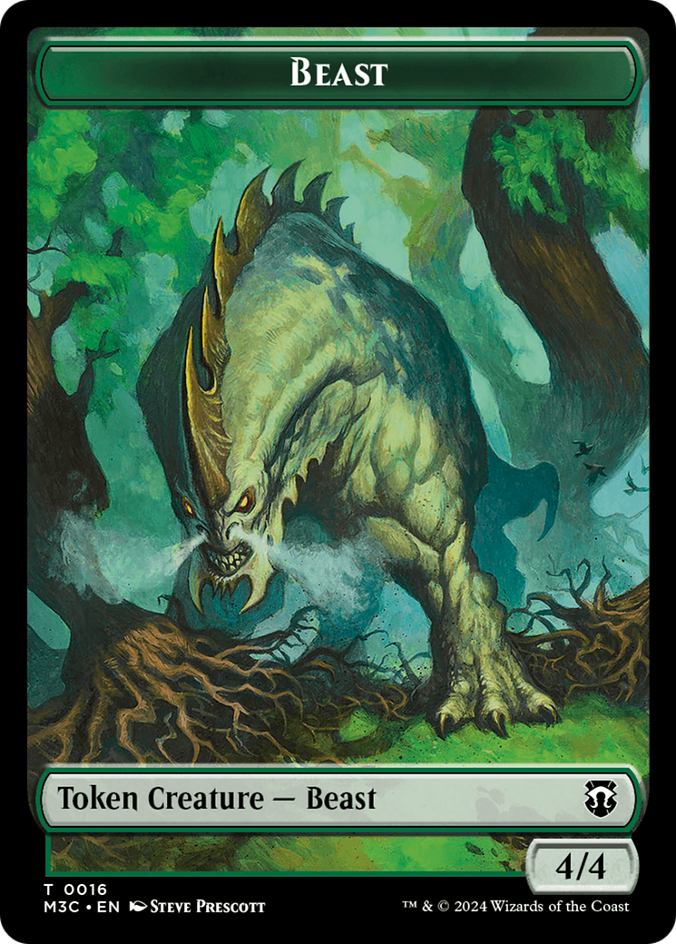 Beast (0016) (Ripple Foil) // Copy Double-Sided Token [Modern Horizons 3 Commander Tokens] | Anubis Games and Hobby