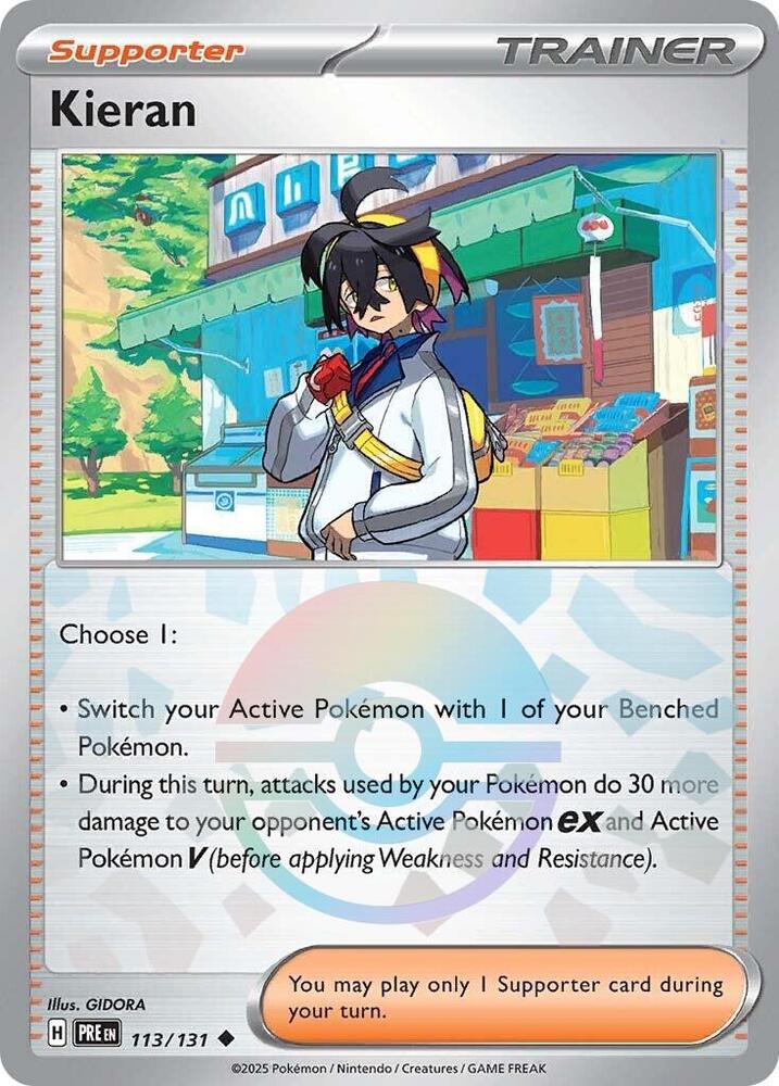 Kieran (113/131) (Poke Ball Pattern) [Scarlet & Violet: Prismatic Evolutions] | Anubis Games and Hobby