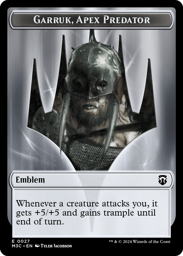 Garruk, Apex Predator Emblem // Saproling Double-Sided Token [Modern Horizons 3 Commander Tokens] | Anubis Games and Hobby