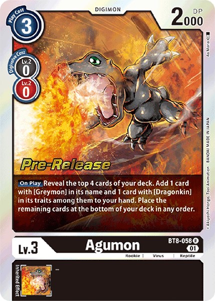 Agumon [BT8-058] [New Awakening Pre-Release Cards] | Anubis Games and Hobby