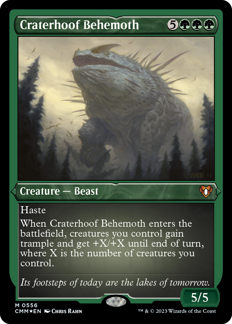 Craterhoof Behemoth (Foil Etched) [Commander Masters] | Anubis Games and Hobby