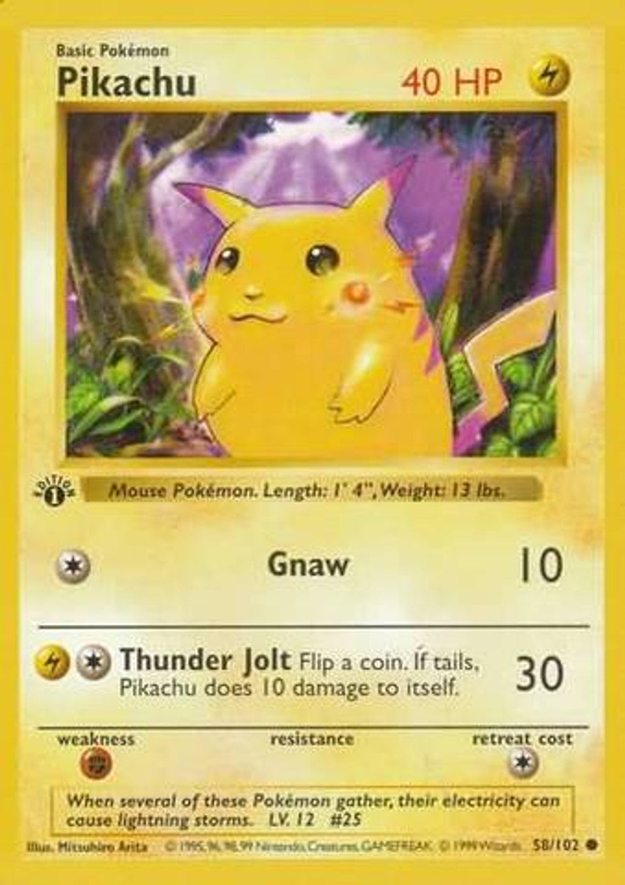 Pikachu (58/102) (Red Cheeks Misprint) [Base Set 1st Edition] | Anubis Games and Hobby