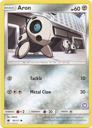 Aron (65/111) (Deck Exclusive #18) [Sun & Moon: Trainer Kit - Alolan Sandslash] | Anubis Games and Hobby