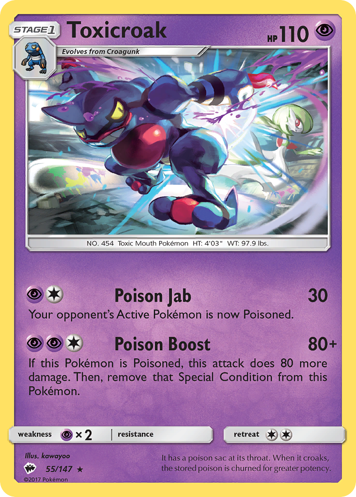 Toxicroak (55/147) [Sun & Moon: Burning Shadows] | Anubis Games and Hobby