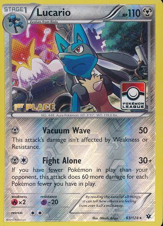 Lucario (63/124) (League Promo 1st Place) [XY: Fates Collide] | Anubis Games and Hobby