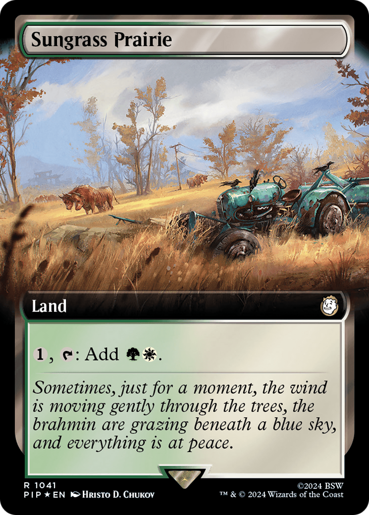 Sungrass Prairie (Extended Art) (Surge Foil) [Fallout] | Anubis Games and Hobby