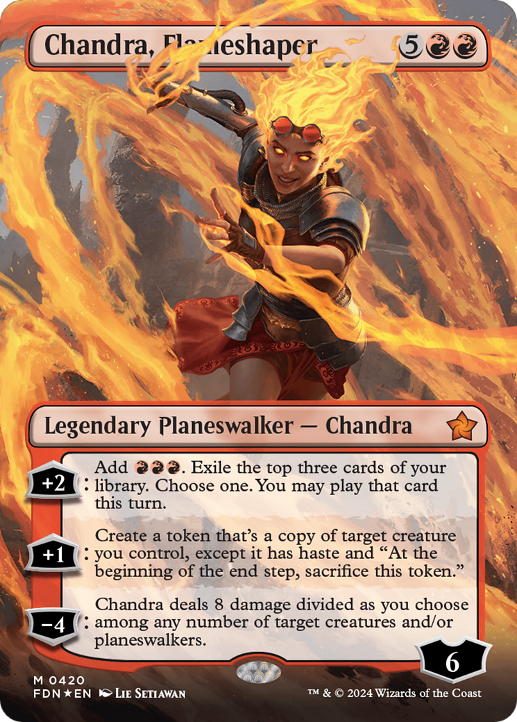 Chandra, Flameshaper (Borderless) (Mana Foil) [Foundations] | Anubis Games and Hobby