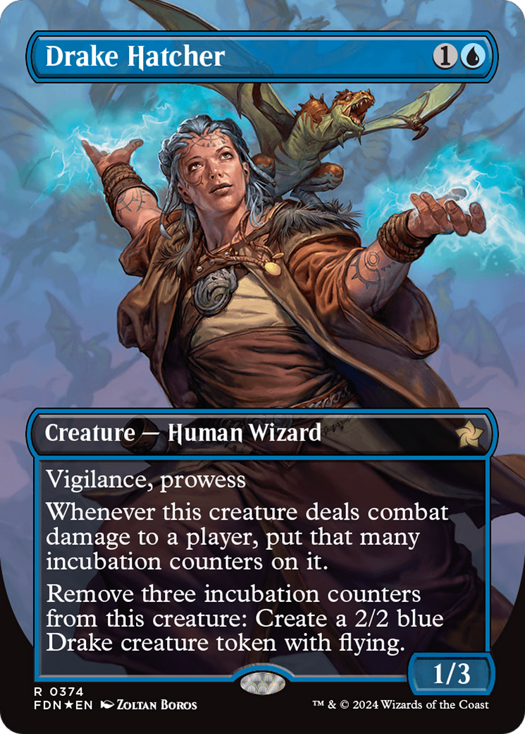 Drake Hatcher (Borderless) (Mana Foil) [Foundations] | Anubis Games and Hobby