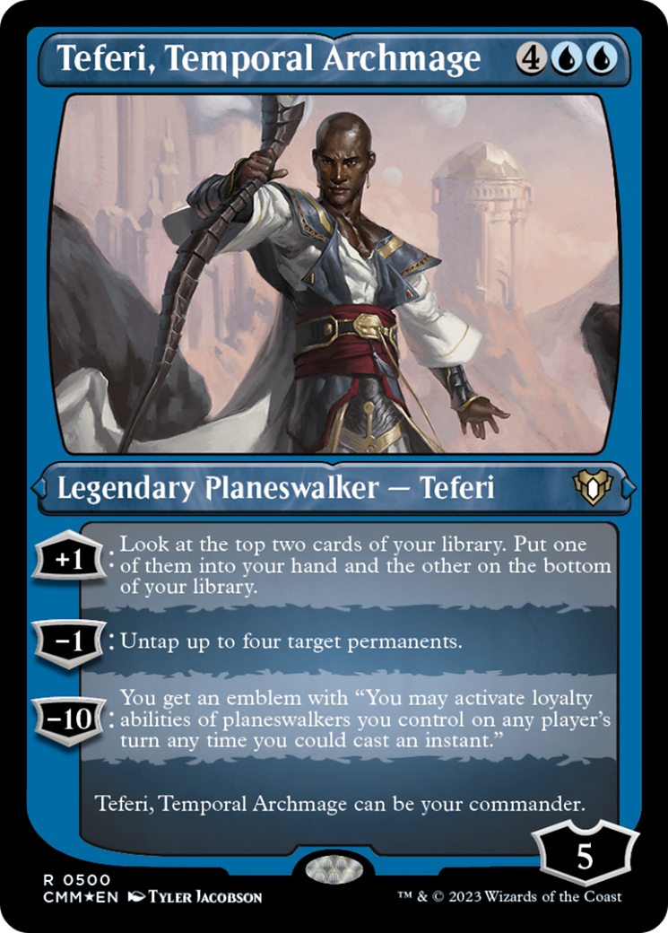 Teferi, Temporal Archmage (Foil Etched) [Commander Masters] | Anubis Games and Hobby