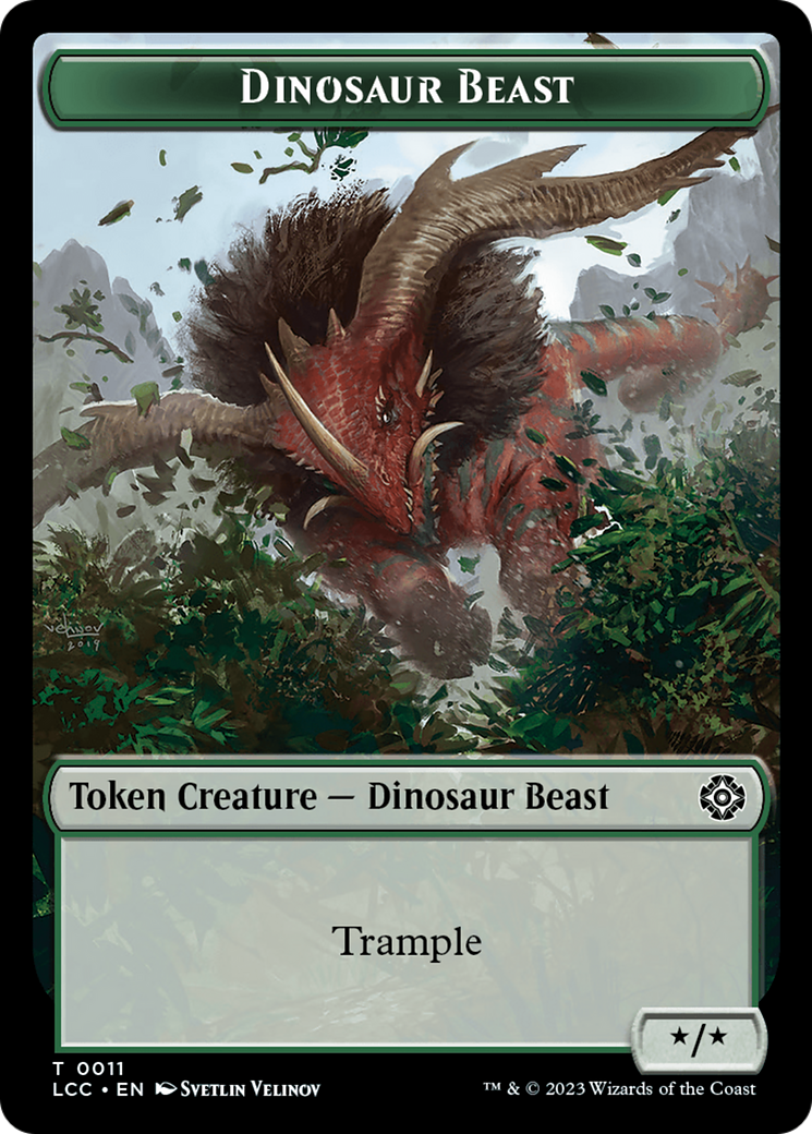 Dinosaur Beast // Dinosaur Double-Sided Token [The Lost Caverns of Ixalan Commander Tokens] | Anubis Games and Hobby