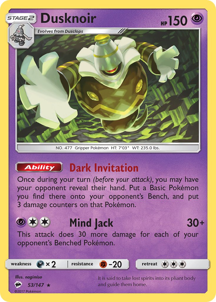 Dusknoir (53/147) (Theme Deck Exclusive) [Sun & Moon: Burning Shadows] | Anubis Games and Hobby