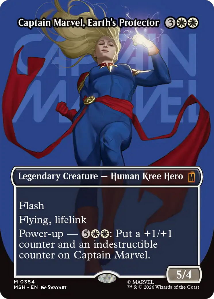Captain Marvel, Earth's Protector (Borderless) (0354) [Marvel Super Heroes] | Anubis Games and Hobby