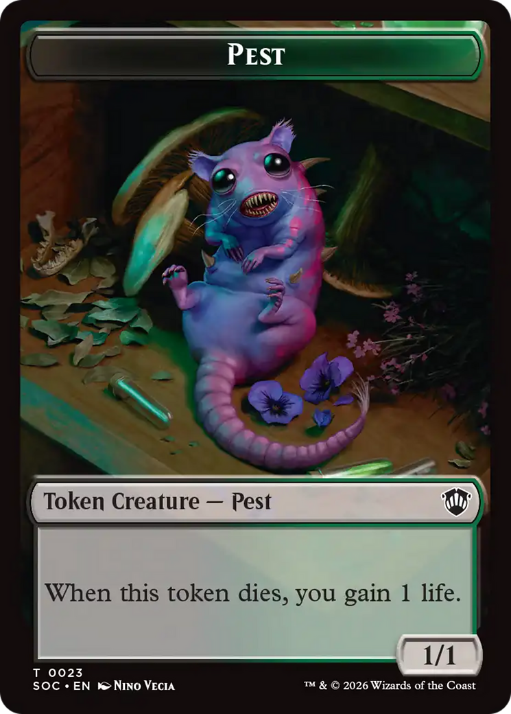 Saproling // Pest (0023) Double-Sided Token [Secrets of Strixhaven Commander Tokens] | Anubis Games and Hobby