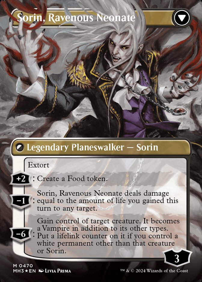 Sorin of House Markov // Sorin, Ravenous Neonate (Borderless) (Textured Foil) [Modern Horizons 3] | Anubis Games and Hobby