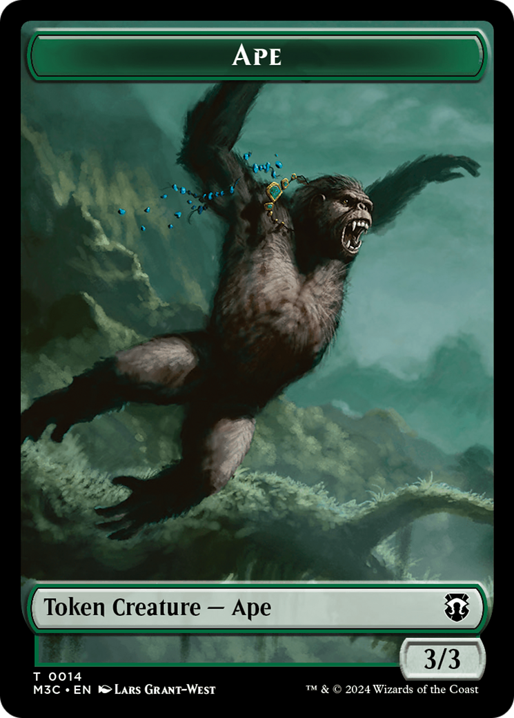 Ape (Ripple Foil) // Plant Double-Sided Token [Modern Horizons 3 Commander Tokens] | Anubis Games and Hobby
