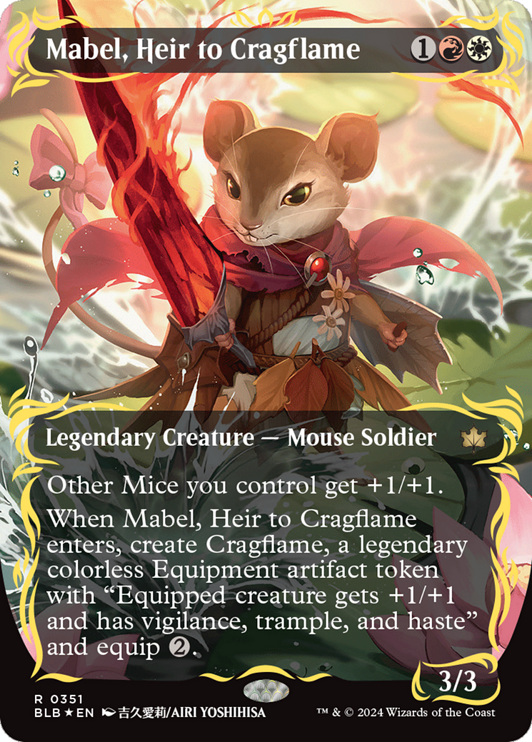 Mabel, Heir to Cragflame (Borderless) (Raised Foil) [Bloomburrow] | Anubis Games and Hobby