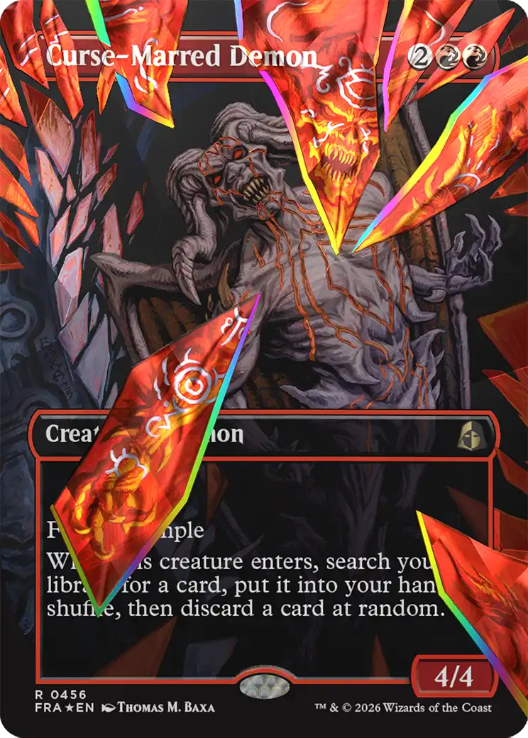 Curse-Marred Demon (Borderless) (Facet Foil) [Reality Fracture] | Anubis Games and Hobby