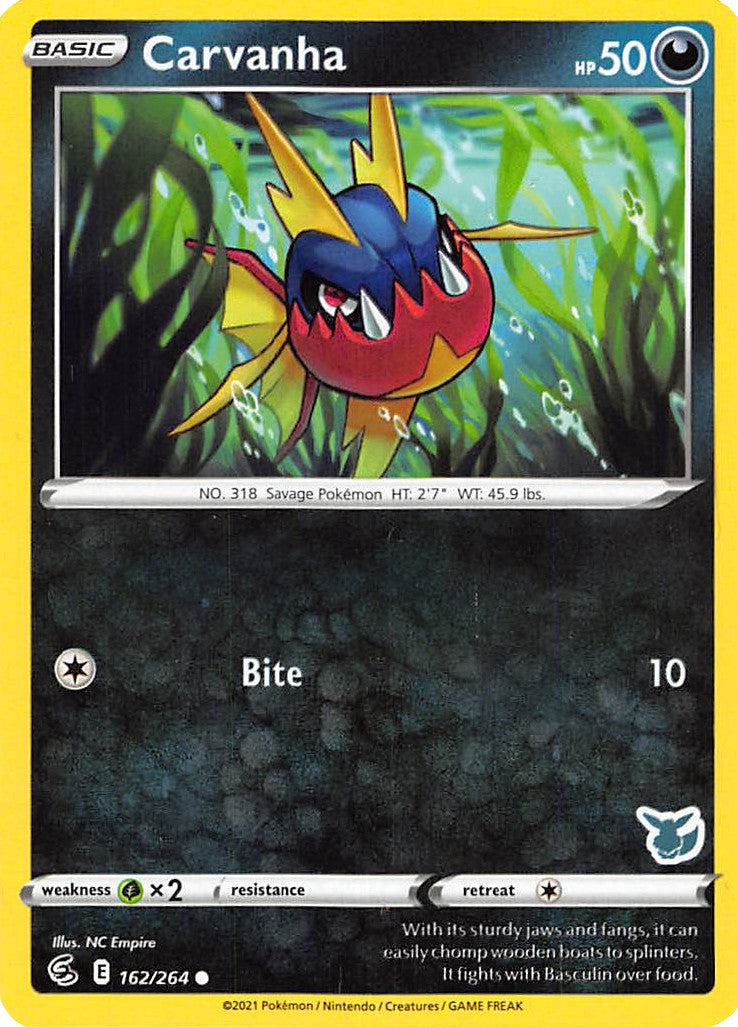 Carvanha (162/264) (Eevee Deck) [Battle Academy 2022] | Anubis Games and Hobby