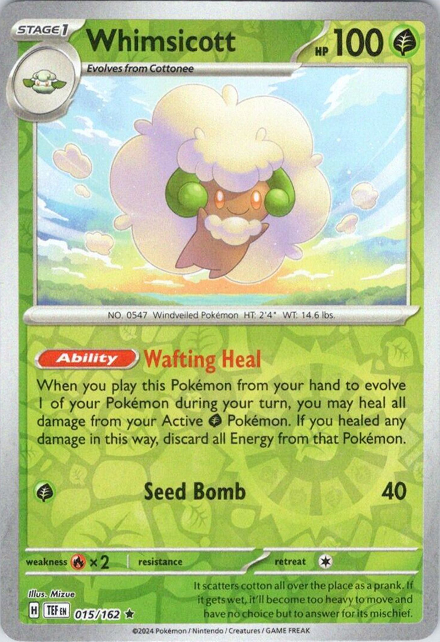 Whimsicott (015/162) [Scarlet & Violet: Temporal Forces] | Anubis Games and Hobby