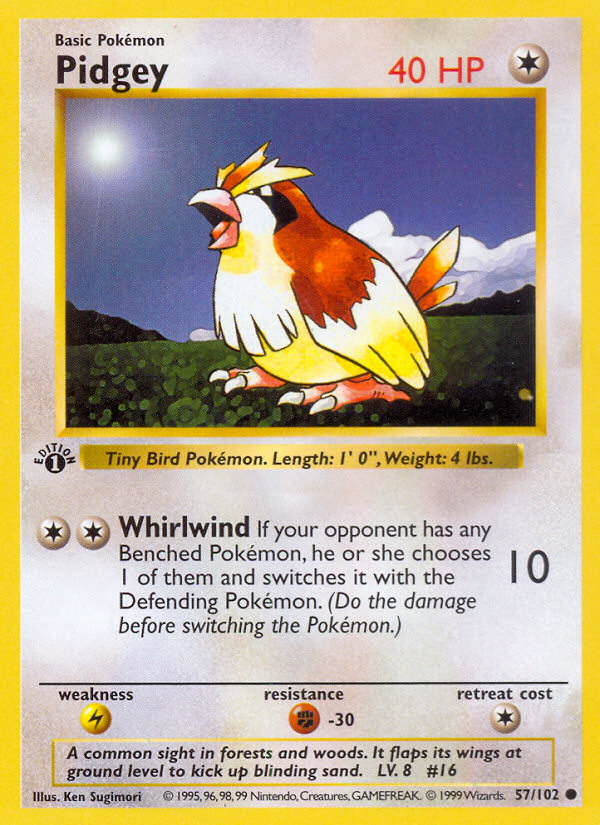 Pidgey (57/102) (Shadowless) [Base Set 1st Edition] | Anubis Games and Hobby