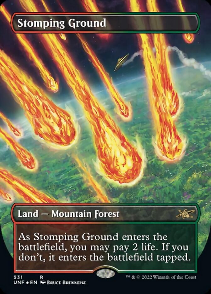 Stomping Ground (Borderless) (Galaxy Foil) [Unfinity] | Anubis Games and Hobby