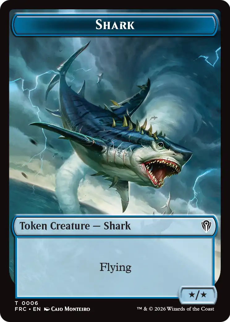 Warrior // Shark Double-Sided Token [Reality Fracture Commander Tokens] | Anubis Games and Hobby