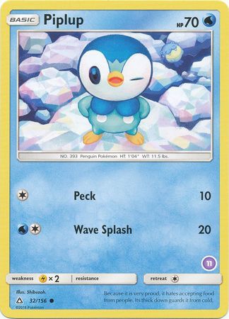 Piplup (32/156) (Deck Exclusive #11) [Sun & Moon: Trainer Kit - Alolan Sandslash] | Anubis Games and Hobby