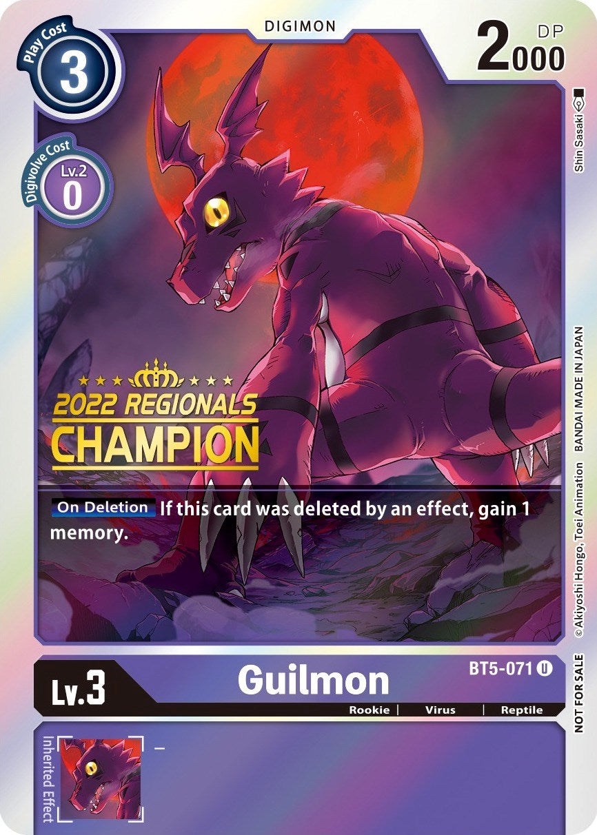 Guilmon [BT5-071] (2022 Championship Offline Regional) (Online Champion) [Battle of Omni Promos] | Anubis Games and Hobby