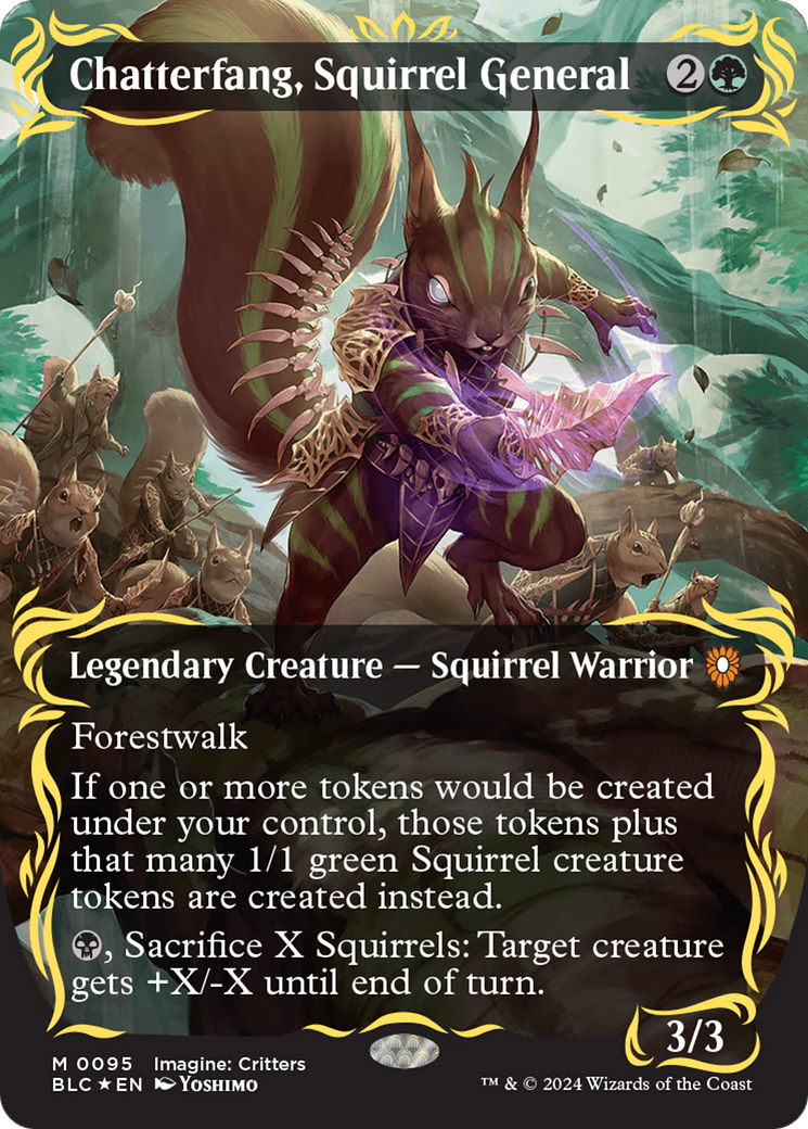 Chatterfang, Squirrel General (Borderless) (Raised Foil) [Bloomburrow Commander] | Anubis Games and Hobby