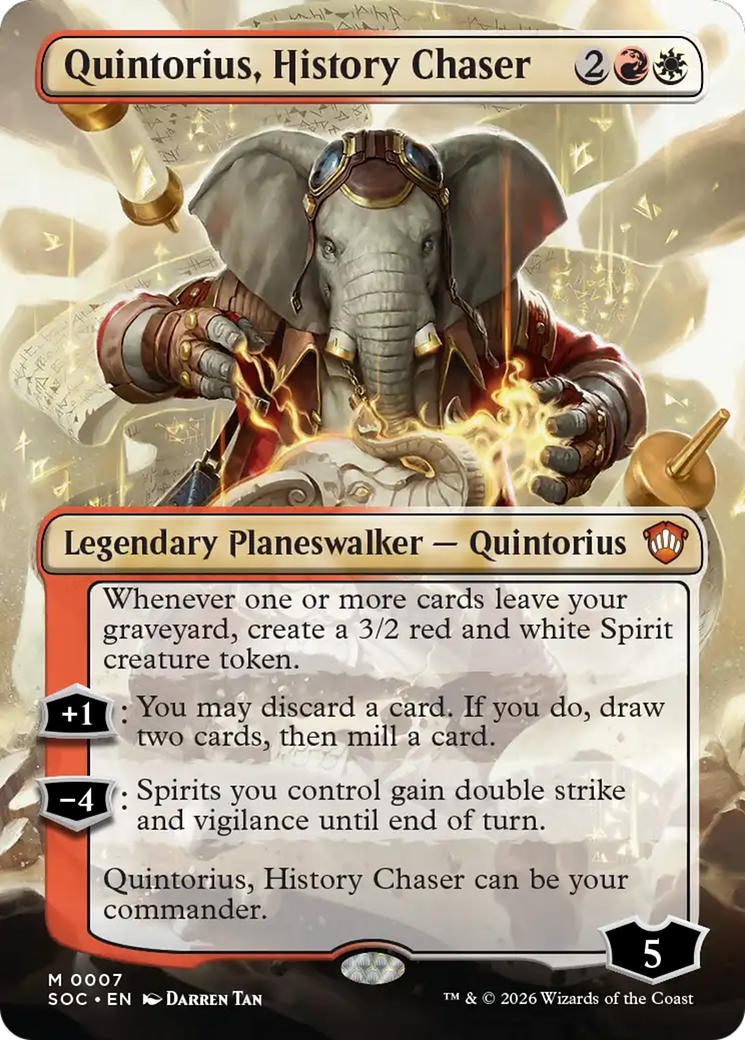 Quintorius, History Chaser (Borderless) [Secrets of Strixhaven Commander] | Anubis Games and Hobby