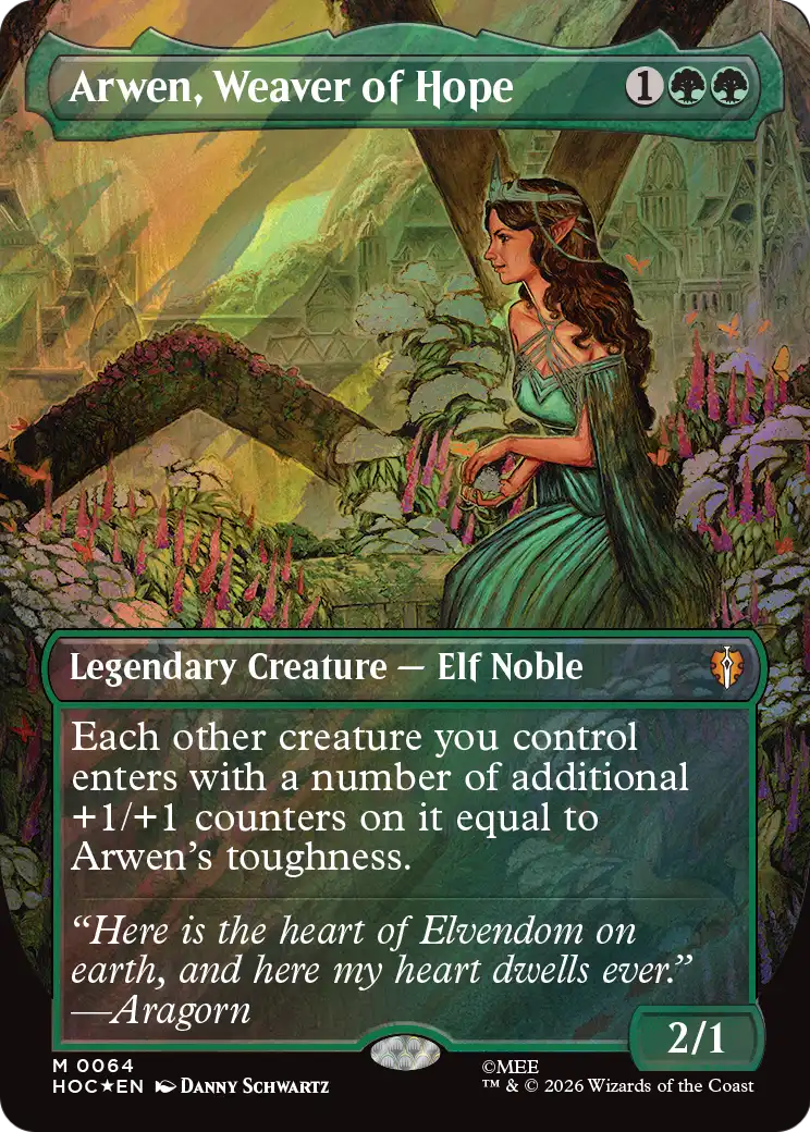 Arwen, Weaver of Hope (Borderless) (Surge Foil) [The Hobbit: Eternal-Legal] | Anubis Games and Hobby
