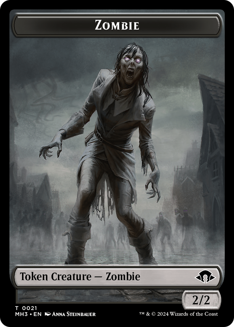 Plant (Ripple Foil) // Zombie Double-Sided Token [Modern Horizons 3 Tokens] | Anubis Games and Hobby