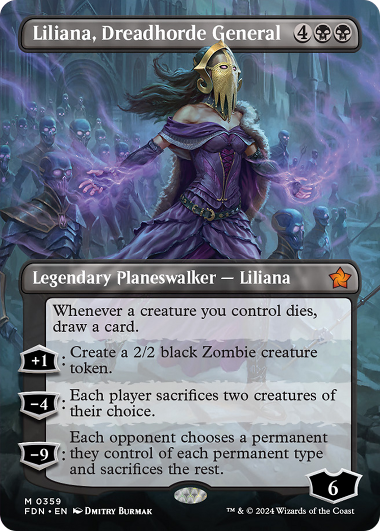 Liliana, Dreadhorde General (Borderless) [Foundations] | Anubis Games and Hobby