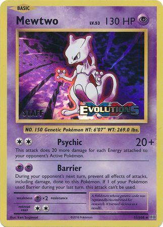 Mewtwo (51/108) (XY Evolutions Staff Prerelease) [XY: Black Star Promos] | Anubis Games and Hobby