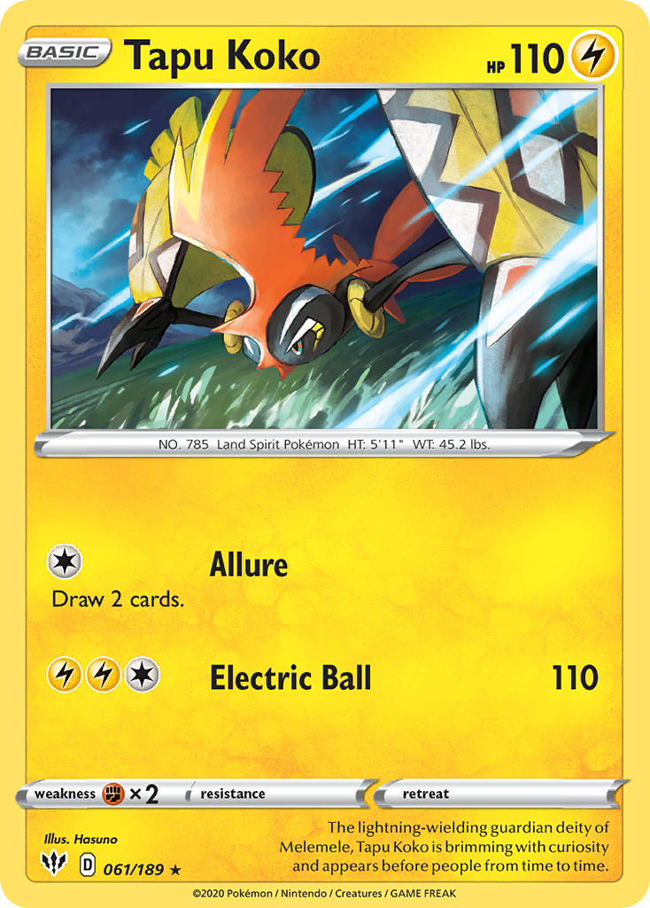 Tapu Koko (061/189) (Theme Deck Exclusive) [Sword & Shield: Darkness Ablaze] | Anubis Games and Hobby