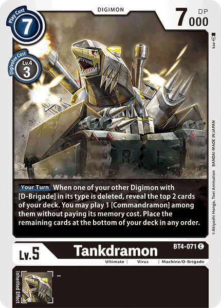 Tankdramon [BT4-071] [Great Legend] | Anubis Games and Hobby