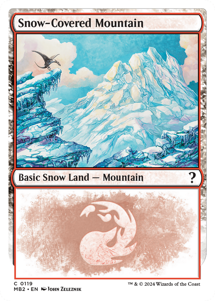 Snow-Covered Mountain (White Border) [Mystery Booster 2] | Anubis Games and Hobby